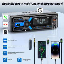Radio de coche Bluetooth con puerto tipo C/USB, Wistrue Single DIN estéreo