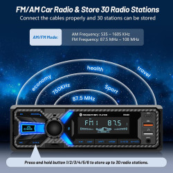 Radio de coche Bluetooth con puerto tipo C/USB, Wistrue Single DIN estéreo