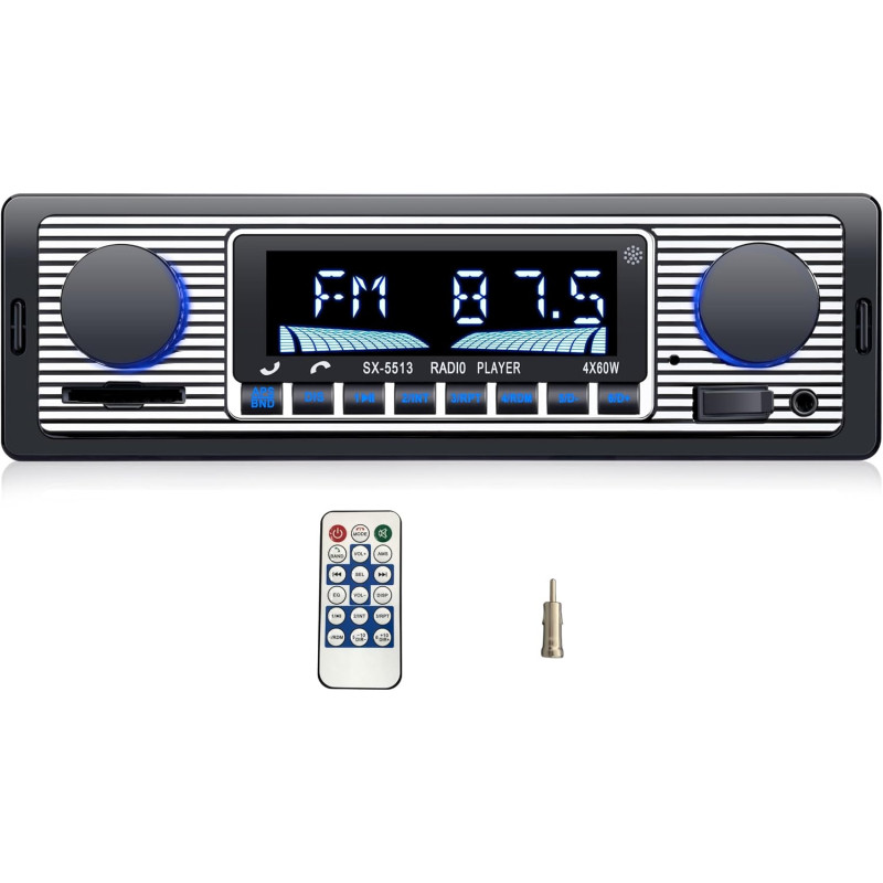Radio DIN retro con Bluetooth manos libres FM MP3 para conductores