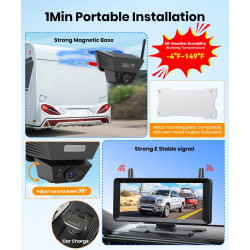 AUTO VOX Cámara de respaldo inalámbrica solar magnética