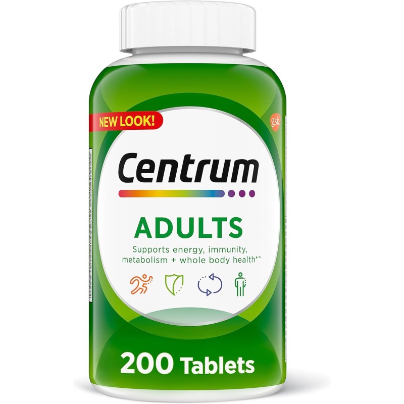 Centrum Suplemento multivitamínico/multimineral para adultos con antioxidantes, zinc, vitamina D3 y vitaminas B, sin gluten,