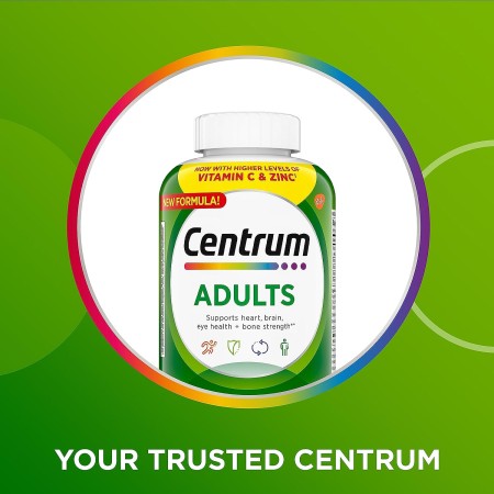 Centrum Suplemento multivitamínico/multimineral para adultos con antioxidantes, zinc, vitamina D3 y vitaminas B, sin gluten,