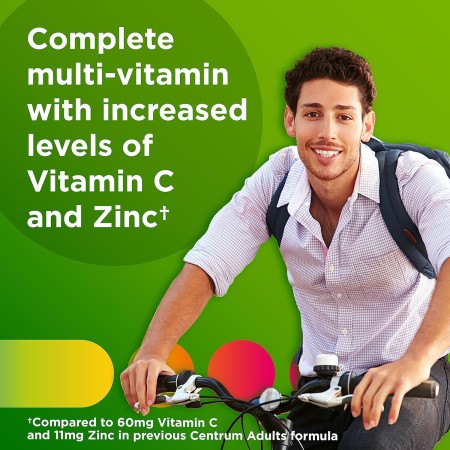 Centrum Suplemento multivitamínico/multimineral para adultos con antioxidantes, zinc, vitamina D3 y vitaminas B, sin gluten,