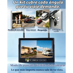 Cámara de respaldo inalámbrica dual HD 1080P: batería de 15200mAh hasta 3