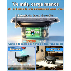 Cámara de respaldo inalámbrica dual HD 1080P: batería de 15200mAh hasta 3