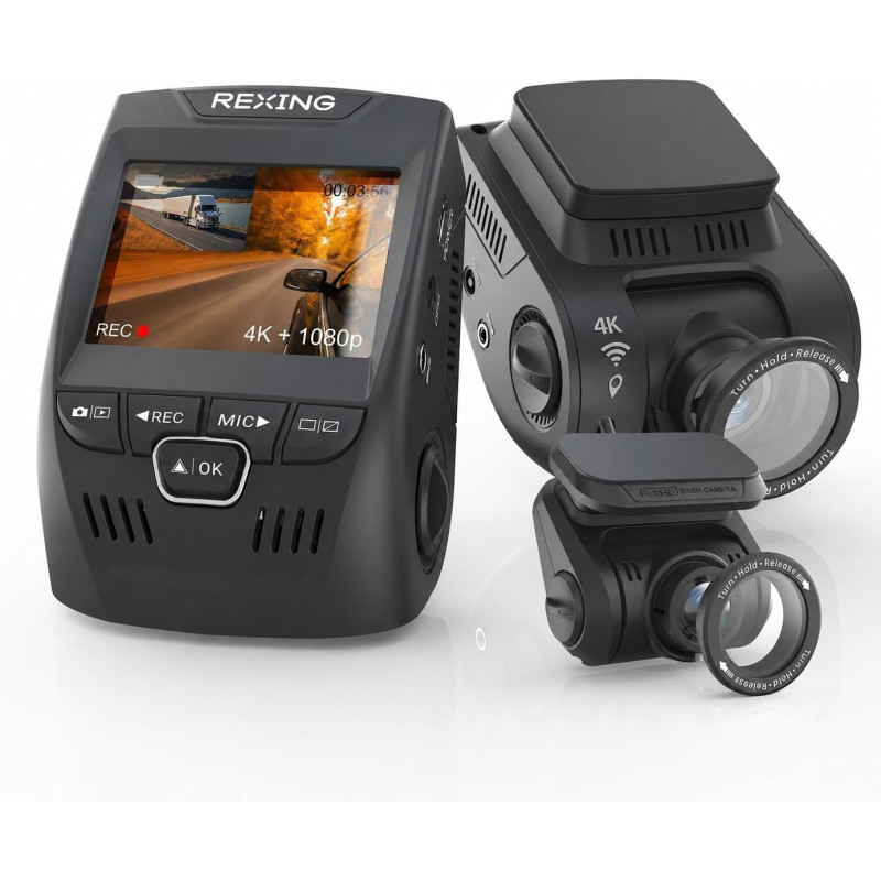 RexingUSA V1P SE 4K Dual Dash Cam con GPS