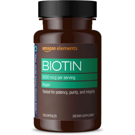Biotina de Amazon Elements de 5,000 mg, vegana 130 cápsulas