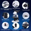 Woehrsh Microscopio trinocular compuesto H10x y WF50x oculares 40X-5000X Ampliación, microscopio trinocular compuesto LED de