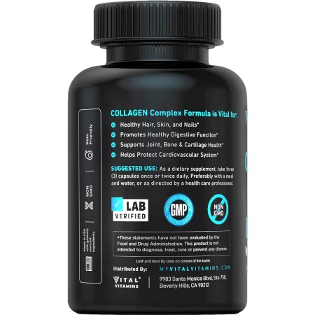 Píldoras de colágeno múltiple (tipos I, II, III, V, X) 150 cápsulas 3300 mg de péptidos de colágeno, alimentados con pasturas,