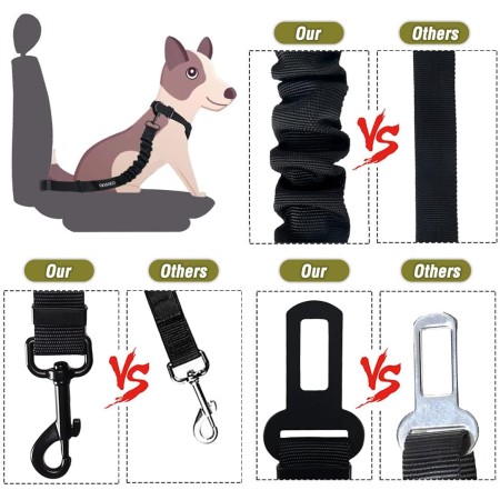 COOYOO cinturón de seguridad retráctil y ajustable para perro, juego de 3 piezas, cinturón de nailon para vehículo, para que tu