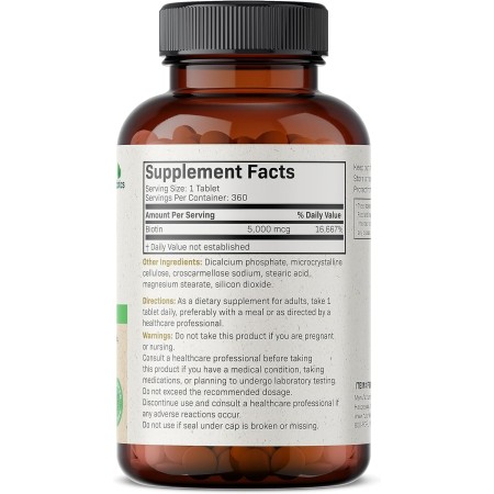 Futurebiotics Biotin 5000 MCG apoya la producción saludable de cabello, piel, uñas y energía sin OMG, 360 tabletas vegetarianas