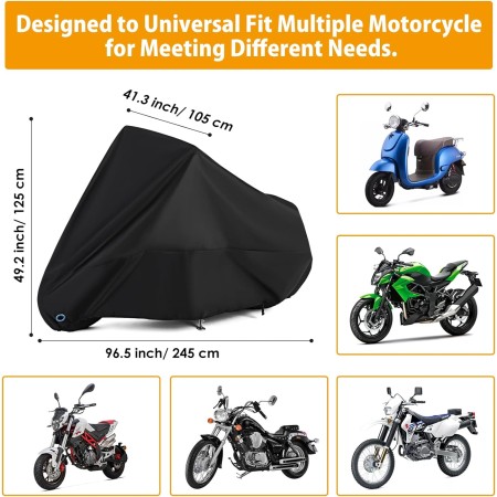 Funda universal para motocicleta para todas las estaciones, impermeable, con agujeros de bloqueo y bolsa de almacenamiento,