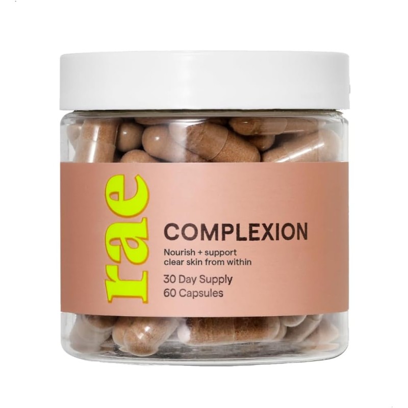 Rae Cápsulas de tez Wellness – Suplemento natural para la piel brillante con vitamina C, vitamina A, corteza de sauce blanco,