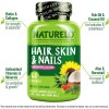 NATURELO Vitaminas para el cabello, la piel y las uñas, 5000 mcg de biotina, colágeno, vitamina E natural, suplemento para piel