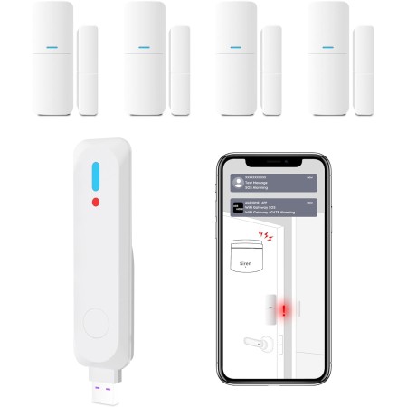 GRSICO - Sistema de alarma WiFi, sistema de alarma inteligente para el hogar, kit de 9 piezas, sistema de alarma para bricolaje,