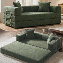 GRUSIGN - Sofá cama convertible 5 en 1 de 78 pulgadas, pana deshuesada