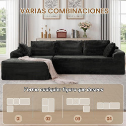 Korser Sofá modular modular sin hueso de 110 pulgadas con diván