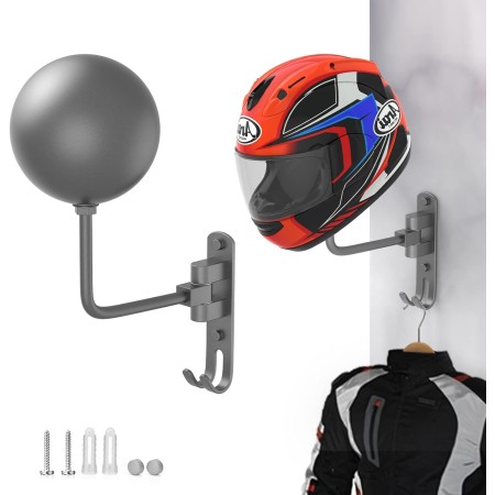 LIFXIZE Soporte de pared para casco giratorio de 180° para motocicleta, bicicleta, carreras, ropa exterior, equipo deportivo