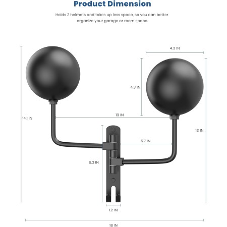 LIFXIZE Soporte de pared para casco giratorio de 180° para motocicleta, bicicleta, carreras, ropa exterior, equipo deportivo