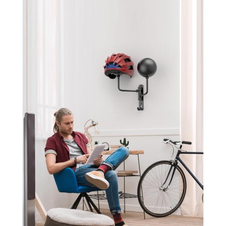 LIFXIZE Soporte de pared para casco giratorio de 180° para motocicleta, bicicleta, carreras, ropa exterior, equipo deportivo