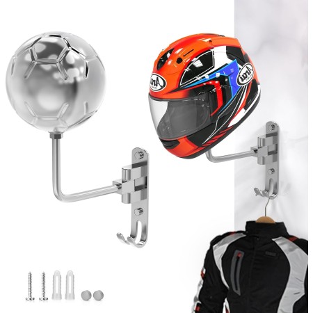 LIFXIZE Soporte de pared para casco giratorio de 180° para motocicleta, bicicleta, carreras, ropa exterior, equipo deportivo