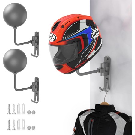 LIFXIZE Soporte de pared para casco giratorio de 180° para motocicleta, bicicleta, carreras, ropa exterior, equipo deportivo