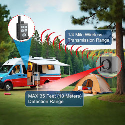 Alarma de viaje perimetral - Sensor de movimiento portátil para acampar-1 receptor+2 sensores