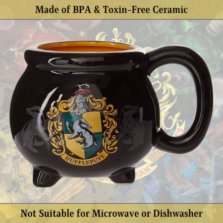 Silver Buffalo HP11833D Harry Potter Hogwarts - Taza de cerámica, diseño 3D esculpido con brillos y la imagen de un escudo de