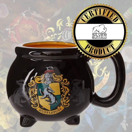 Silver Buffalo HP11833D Harry Potter Hogwarts - Taza de cerámica, diseño 3D esculpido con brillos y la imagen de un escudo de