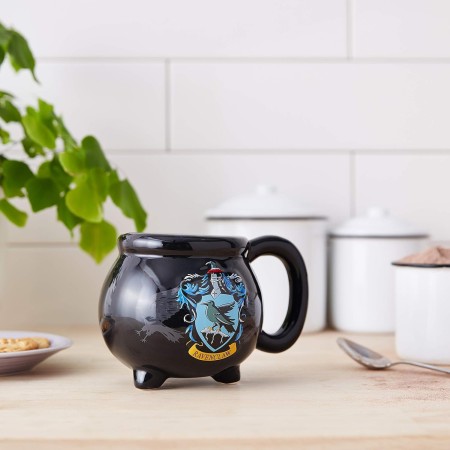 Silver Buffalo HP11833D Harry Potter Hogwarts - Taza de cerámica, diseño 3D esculpido con brillos y la imagen de un escudo de