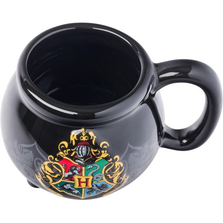Silver Buffalo HP11833D Harry Potter Hogwarts - Taza de cerámica, diseño 3D esculpido con brillos y la imagen de un escudo de