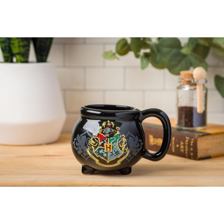 Silver Buffalo HP11833D Harry Potter Hogwarts - Taza de cerámica, diseño 3D esculpido con brillos y la imagen de un escudo de