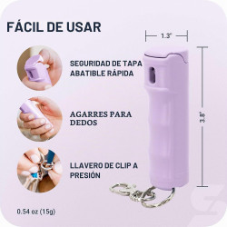 Sabre Spray de gel de pimienta con seguridad rápida abatible y llavero de clip a presión para defensa personal