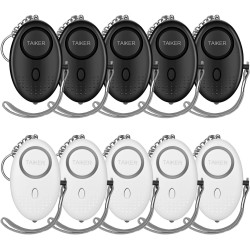 Alarma personal para mujer, 10 unidades de 140 dB autodefensa llavero luz