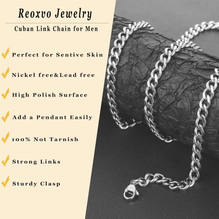 Reoxvo - Regalos para hombre , cadena de plata de 0.20 pulgadas | Cadena chapada en oro de 14 quilates para hombre, collar de