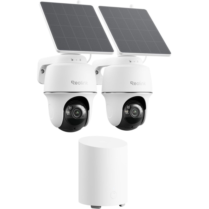 REOLINK Paquete de 2 cámaras de seguridad solares de 360 ° PT Sistema