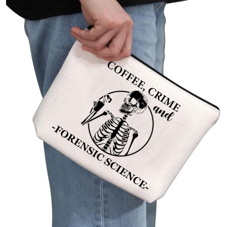 G2TUP Científico forense regalo café crimen y ciencia forense bolsa de maquillaje investigador de ciencia forense bolsa de