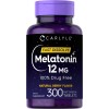 Carlyle Melatonina 12 mg de disolución rápida, 300 comprimidos, sin drogas, sabor a bayas naturales, vegetariano, sin OMG, sin