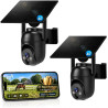 4G LTE Cellular Security Camera 2 Pack, Built-in SIM Card, Solar Powered