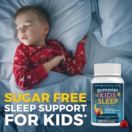 Gomitas de melatonina para niños (120 gomitas), delicioso sabor a fresa, melatonina de 1 mg para promover un sueño reparador,