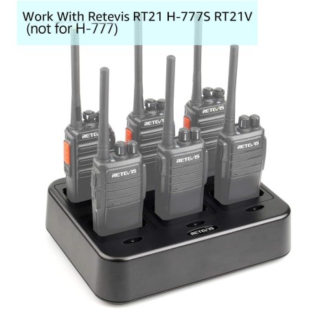 Retevis RT21 - Cargador rápido de seis unidades multiunidad compatible con Retevis RT21 RT21V RT28 H-777S (no para H-777) Walkie