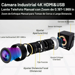 ELP 4K USB HDMI USB Cámara Manual Zoom Webcam