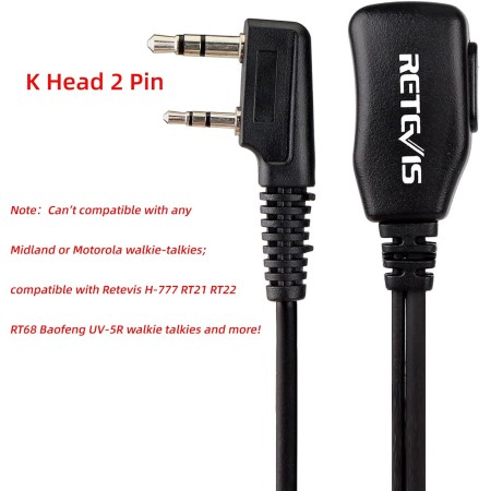 Caja de 10, auriculares Retevis Walkie Talkies con micrófono de 2 pines de tubo acústico compatible con Baofeng UV-5R Retevis