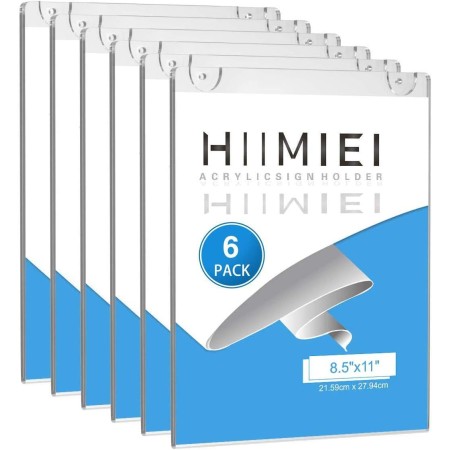 HIIMIEI Paquete de 12 soportes acrílicos verticales de 8.5 x 11 pulgadas, portarretratos de plástico transparente para papel con