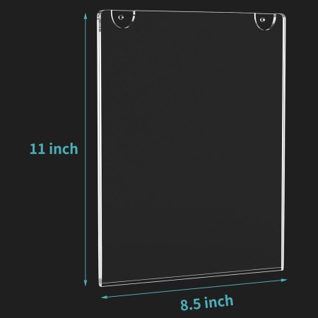 HIIMIEI Paquete de 12 soportes acrílicos verticales de 8.5 x 11 pulgadas, portarretratos de plástico transparente para papel con
