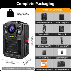 CAMMHD V8-256GB Cámara Corporal 4K