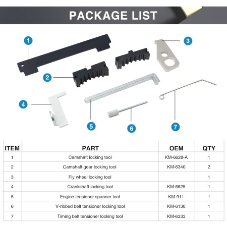 OMT - Kit de herramientas de correa de distribución de alineación de tensión del árbol de levas del motor compatible con Chevy