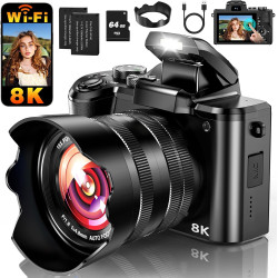 Cámara digital 8K, cámaras WiFi de 88MP para fotografía con pantalla táctil