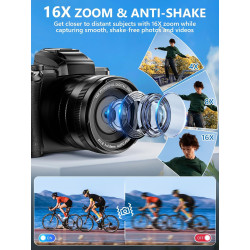Cámara digital 8K, cámaras WiFi de 88MP para fotografía con pantalla táctil