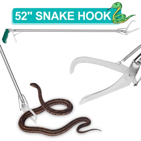 GYORGKSHI Pinzas extralargas de 52 pulgadas para atrapar reptiles, acero inoxidable y mandíbula ancha, herramienta de manejo